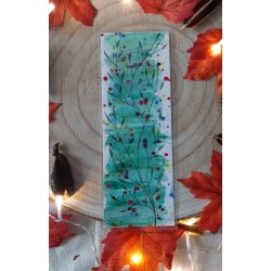 Marque page de feuilles sur fond aquarelle vert