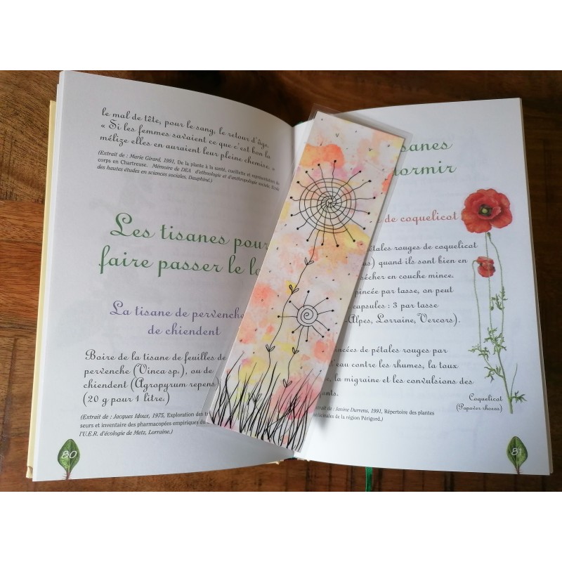 marque page aquarelle 2 fleurs rondes