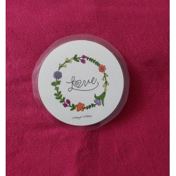 Carte ronde, colorée "love" amour