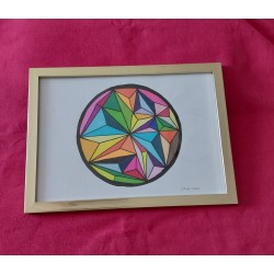 Dessin d’art thérapie, cercle et formes très colorées