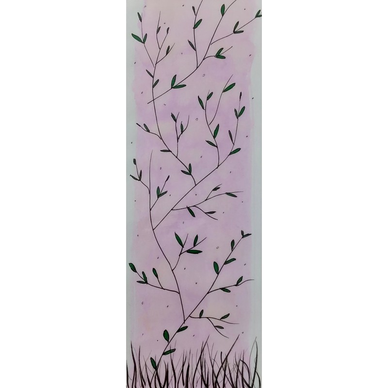 Marque page feuilles style lierre, fond en aquarelle