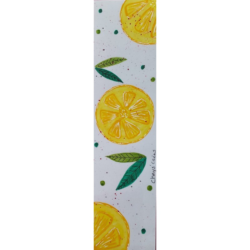 marque page aquarelle et feutres rondelles de citron avec feuillages