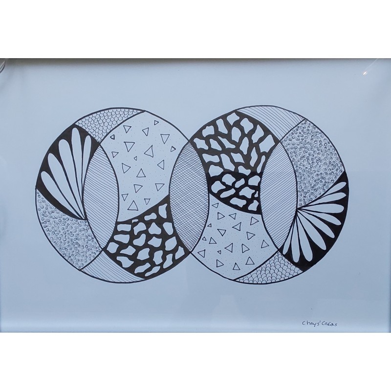 Dessin d’art thérapie, asymétrique en noir et blanc