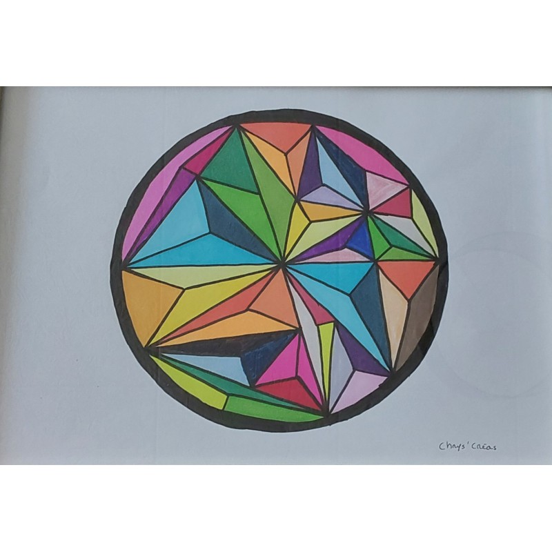 Dessin d’art thérapie, cercle et formes très colorées