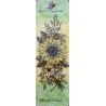 Marque-page bonne lecture, fleurs de tournesol, petites fleurs et libellules, vert et jaune