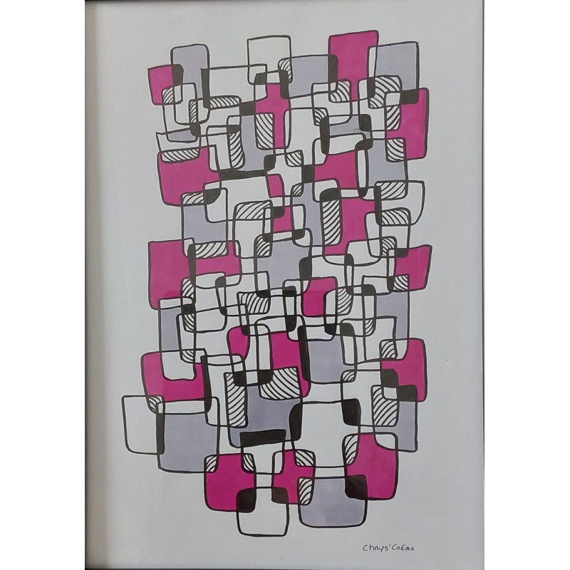 Dessin abstrait formes et carrés colorés