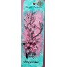 Marque-page aquarelle vert et rose, bonne lecture, fleurs de cerisiers
