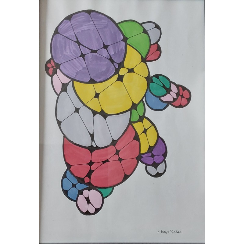 Dessin aux formes arrondies, couleurs vives