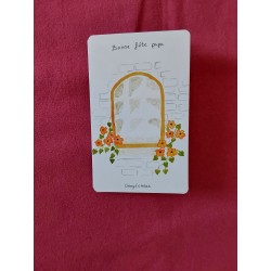 Carte fête des pères, aquarelle, fenêtre ancienne, fleurs oranges