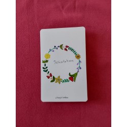 Carte félicitations, aquarelle, rond de fleurs colorés