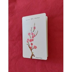 Carte bonne fête maman, aquarelle, fleurs roses