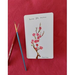 Carte bonne fête maman, aquarelle, fleurs roses