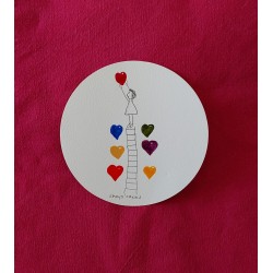 Carte ronde, aquarelle,...