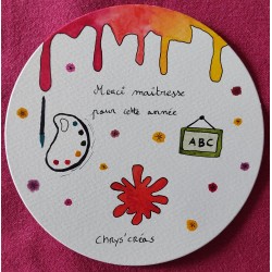 Carte ronde, aquarelle,...