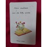 Carte double, aquarelle, merci maîtresse pour cette belle année, livre avec fleurs