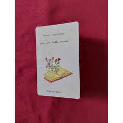 Carte double, aquarelle, merci maîtresse pour cette belle année, livre avec fleurs