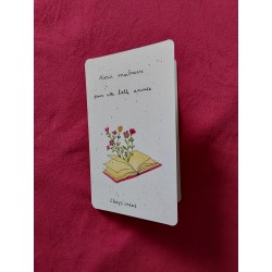 Carte double, aquarelle, merci maîtresse pour cette belle année, livre avec fleurs