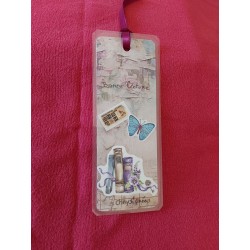 Marque-page scrapbooking, livres, fleurs, papillons 2