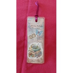 Marque-page, scrapbooking, livres, fleurs, papillons 3
