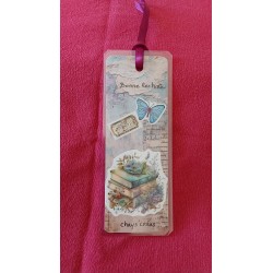 Marque-page, scrapbooking, livres, fleurs, papillons 3