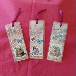 Marque-page, scrapbooking, livres, fleurs, papillons 3