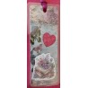 Marque-page, scrapbooking, livres, fleurs, coeur fushia 1