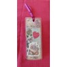 Marque-page, scrapbooking, livres, fleurs, coeur fushia 1