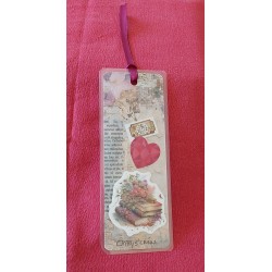Marque-page, scrapbooking, livres, fleurs, cœur fushia 3