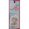 Marque-page, scrapbooking, livres, fleurs, cœurs, fond bleu 3