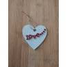 Cœur blanc en bois, aquarelle, love avec 4 coeurs