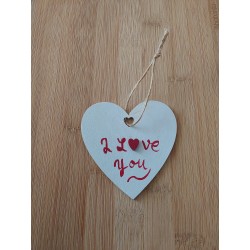 Cœur blanc, aquarelle, I love you rouge