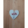 Cœur blanc en bois, 6 ballons coeurs en bois rouges