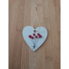 Cœur blanc en bois, 6 ballons coeurs en bois rouges