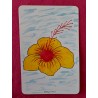 Carte simple, aquarelle, fleur tropicale, hibiscus jaune et rouge