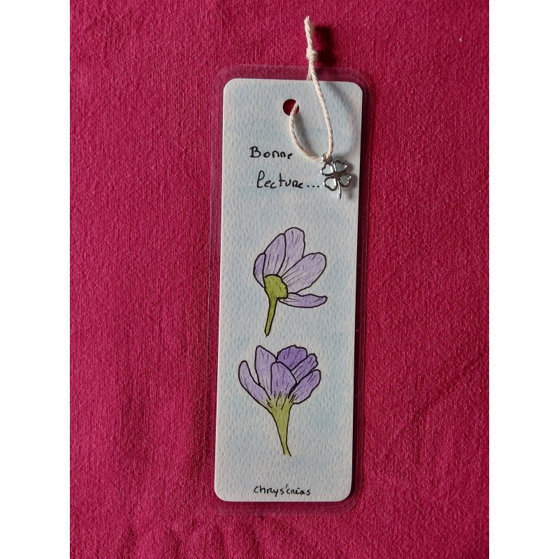 Marque-page 2 fleurs de crocus violettes