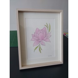 Tableau : aquarelle fleur lotus rose