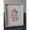 Tableau, aquarelle fleurs roses et feuillage