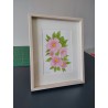 Tableau, aquarelle fleurs roses et feuillage