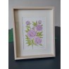 Tableau, aquarelle, 6 fleurs pourpres et feuillage